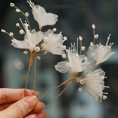 2 piece Handmade Wedding Headpiece Hair Flower Hairpin
